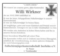 Todesanzeige Willi wirkner